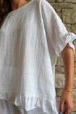 Frame Hopsack Frill Box Top White